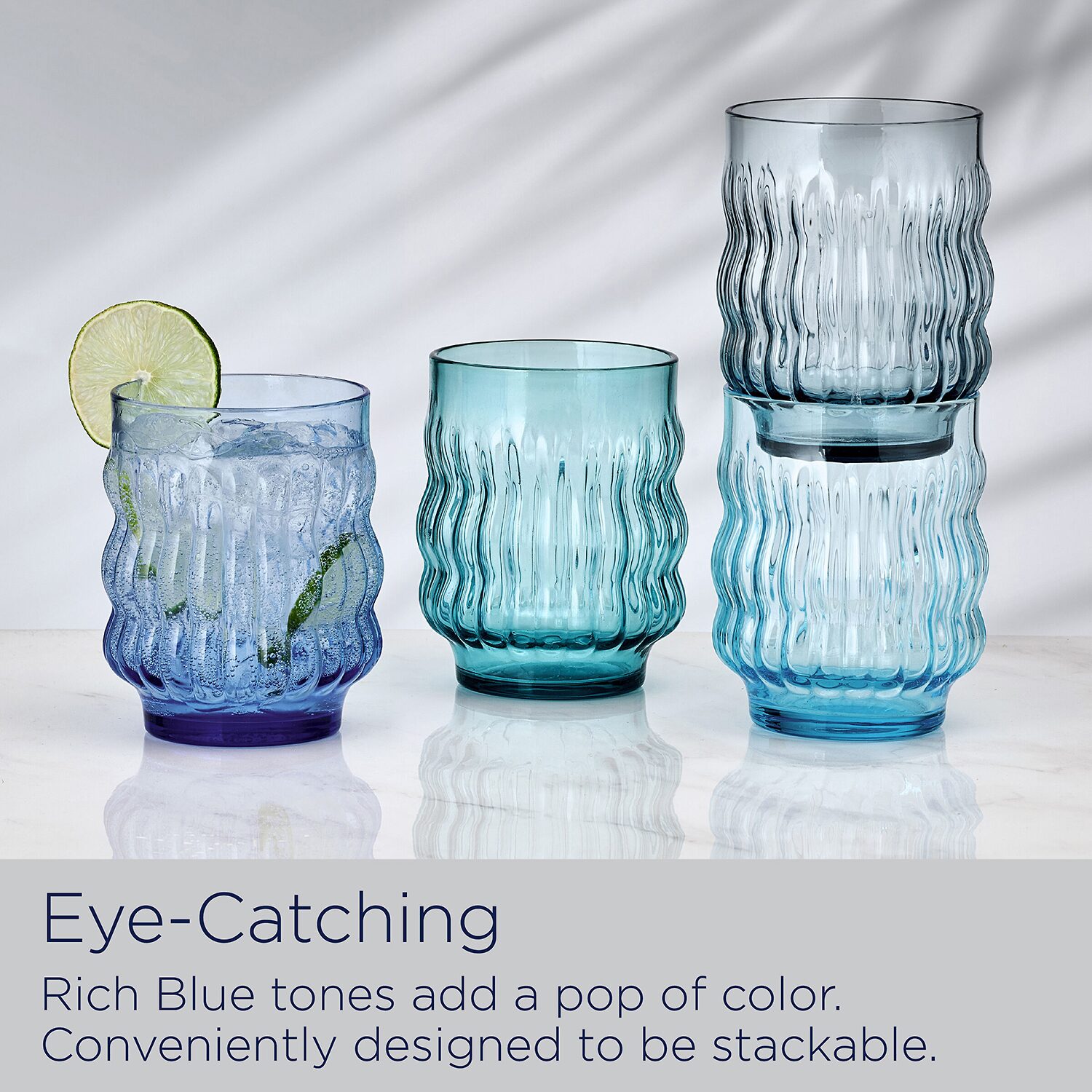 Mikasa Waves, Blue 4-pc. Tumbler Glass