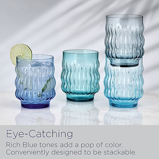 Mikasa Waves, Blue 4-pc. Tumbler Glass