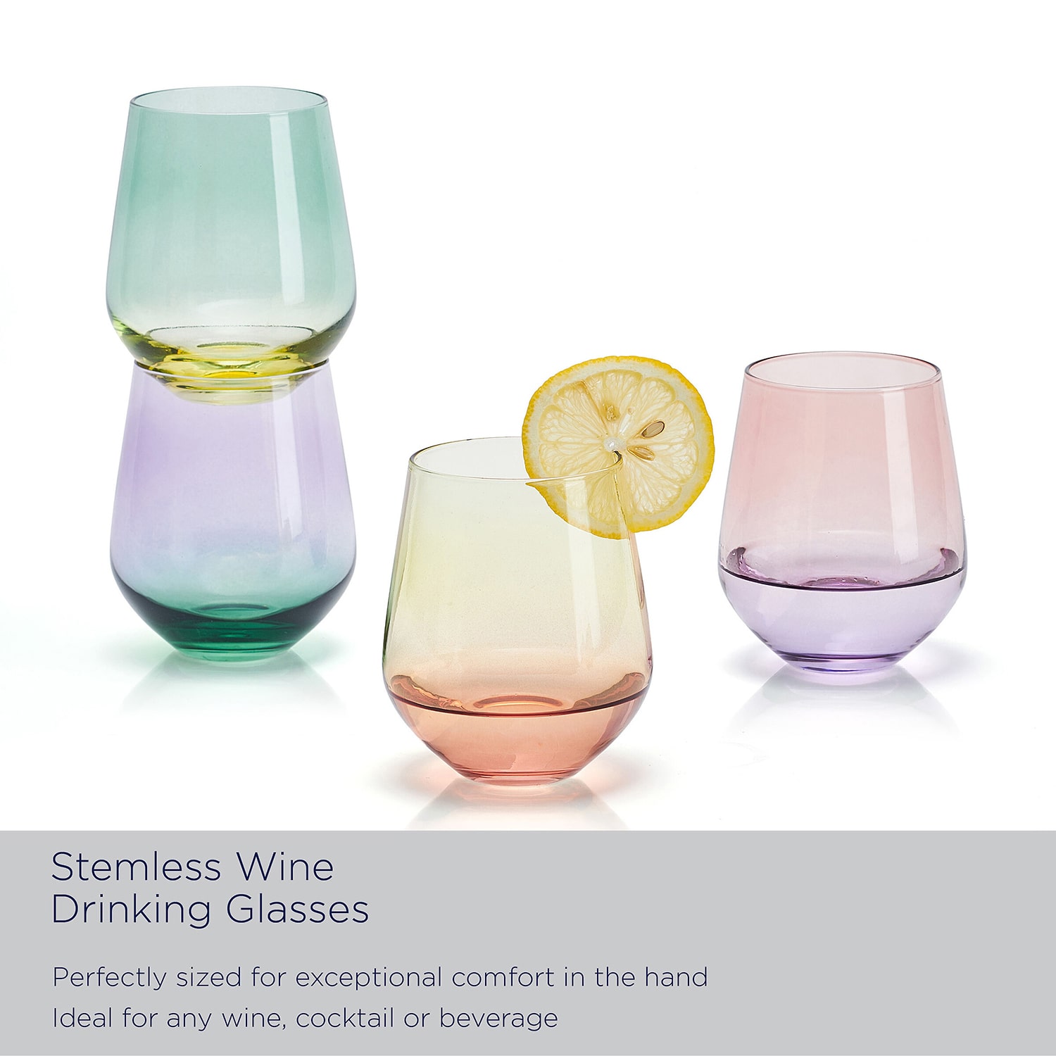 Mikasa Chroma, Assorted 4-pc. Stemless Wine Glass