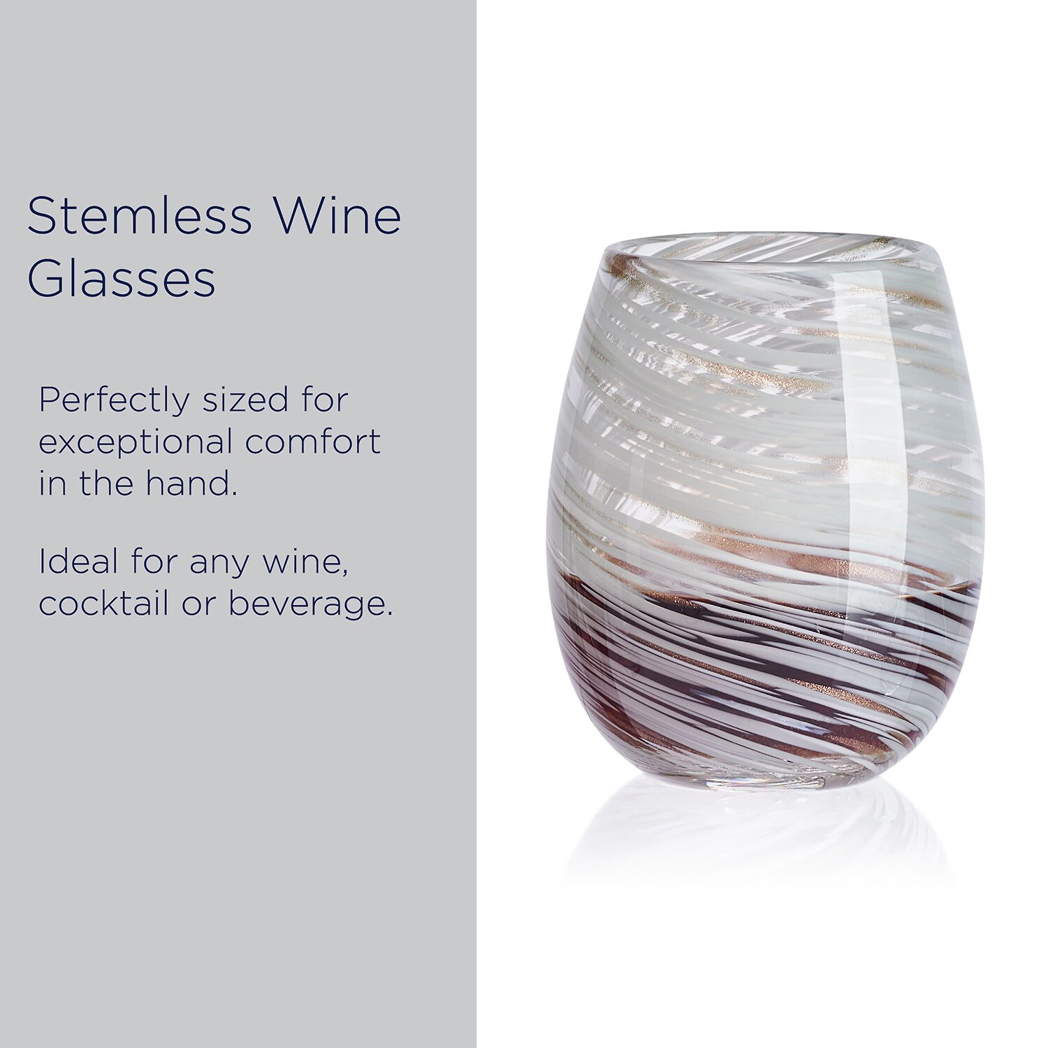 Mikasa Color Swirl, Blue 4-pc. Stemless Wine Glass