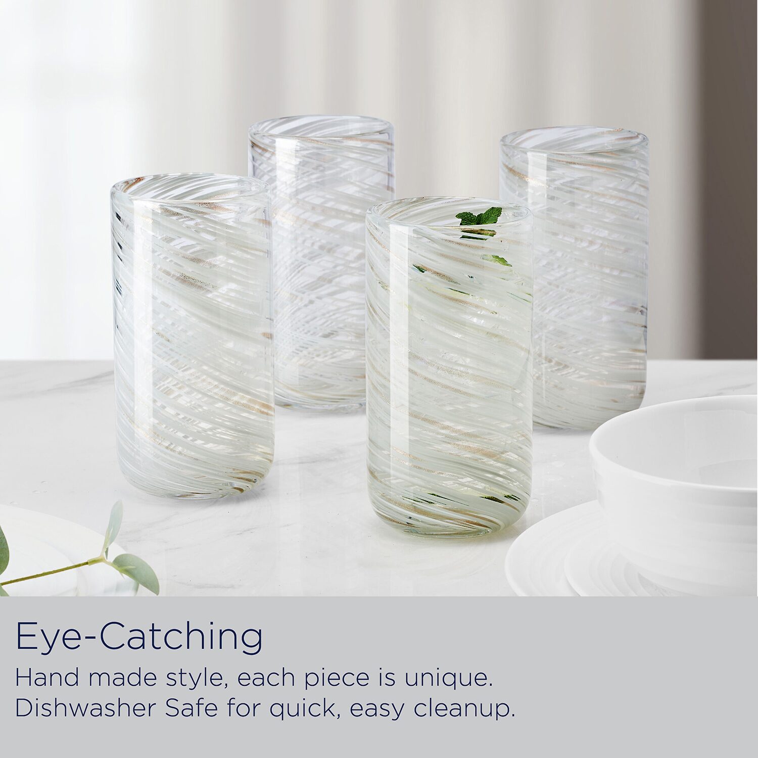 Mikasa Color Swirl, Blue 4-pc. Tumbler Glass