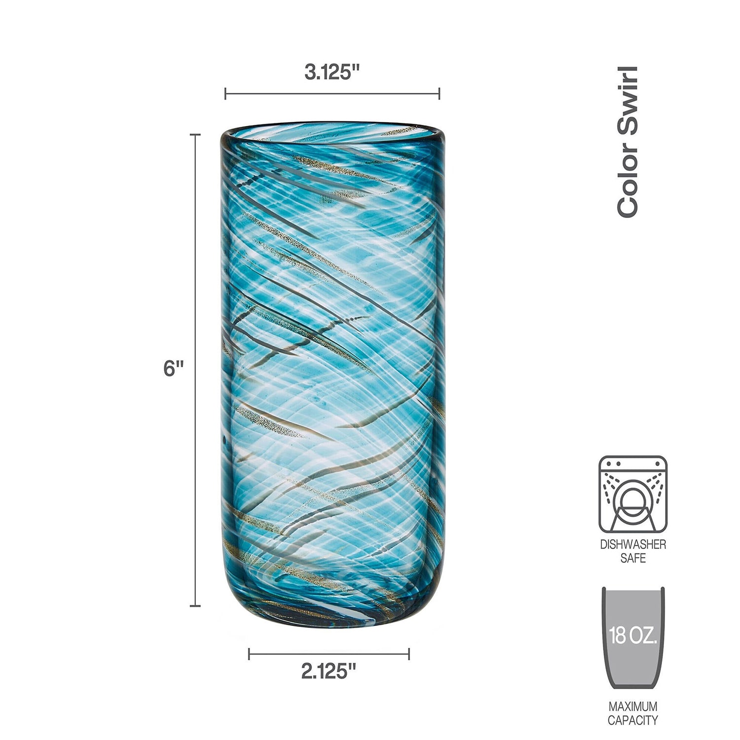 Mikasa Color Swirl, Blue 4-pc. Tumbler Glass