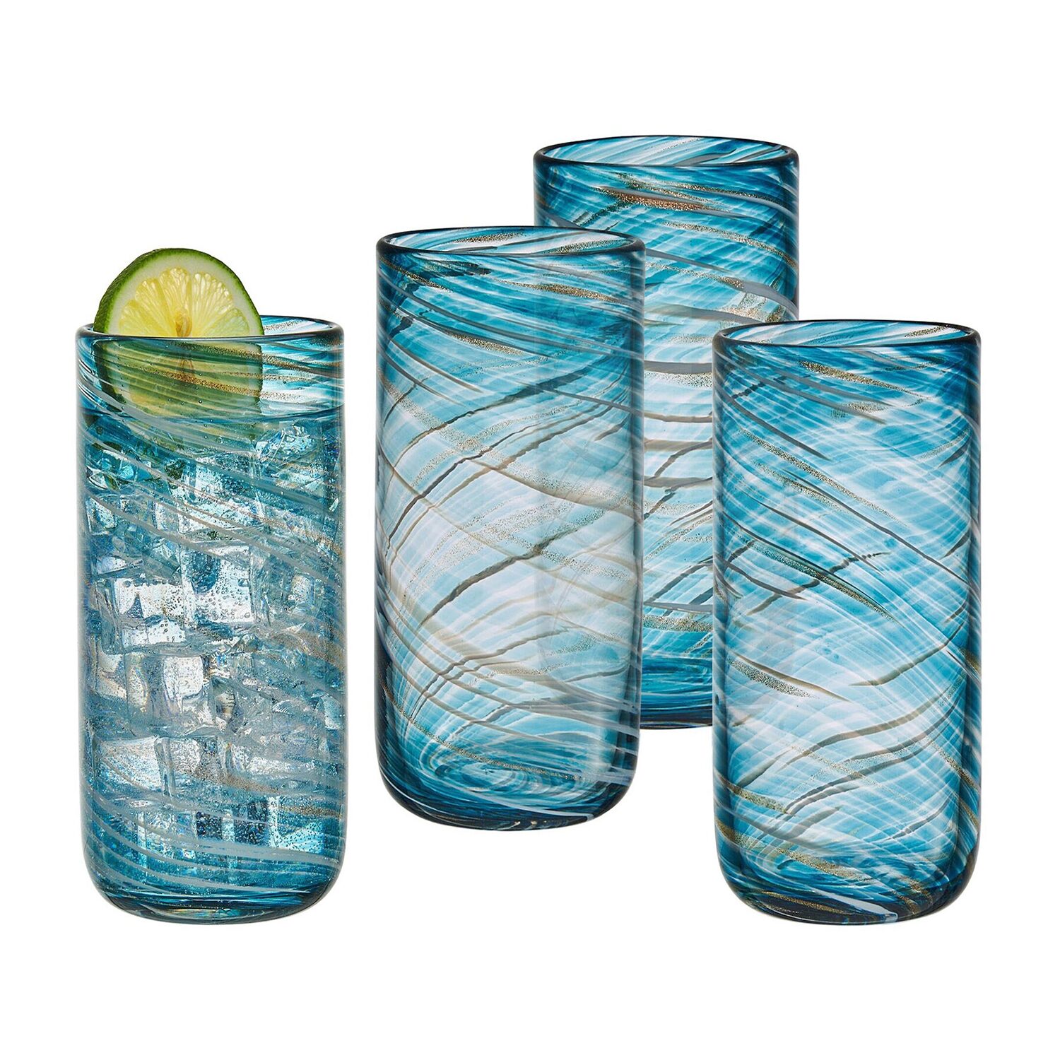 Mikasa Color Swirl, Blue 4-pc. Tumbler Glass