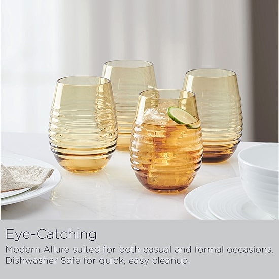 Mikasa Mksa Ciara, Yellow 4-pc. Stemless Wine Glass