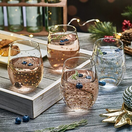 Mikasa Party, Clear 4-pc. Stemless Wine Glass