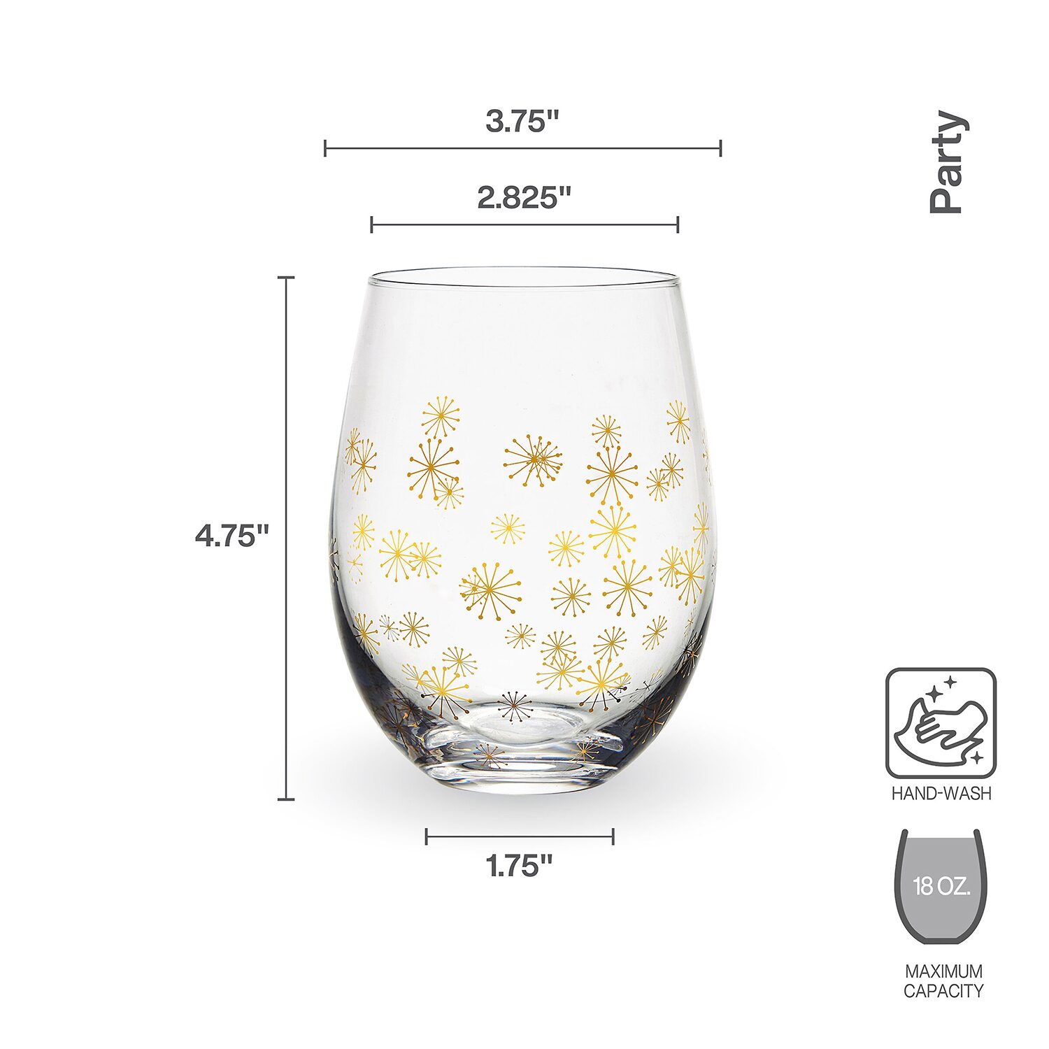 Mikasa Party, Clear 4-pc. Stemless Wine Glass