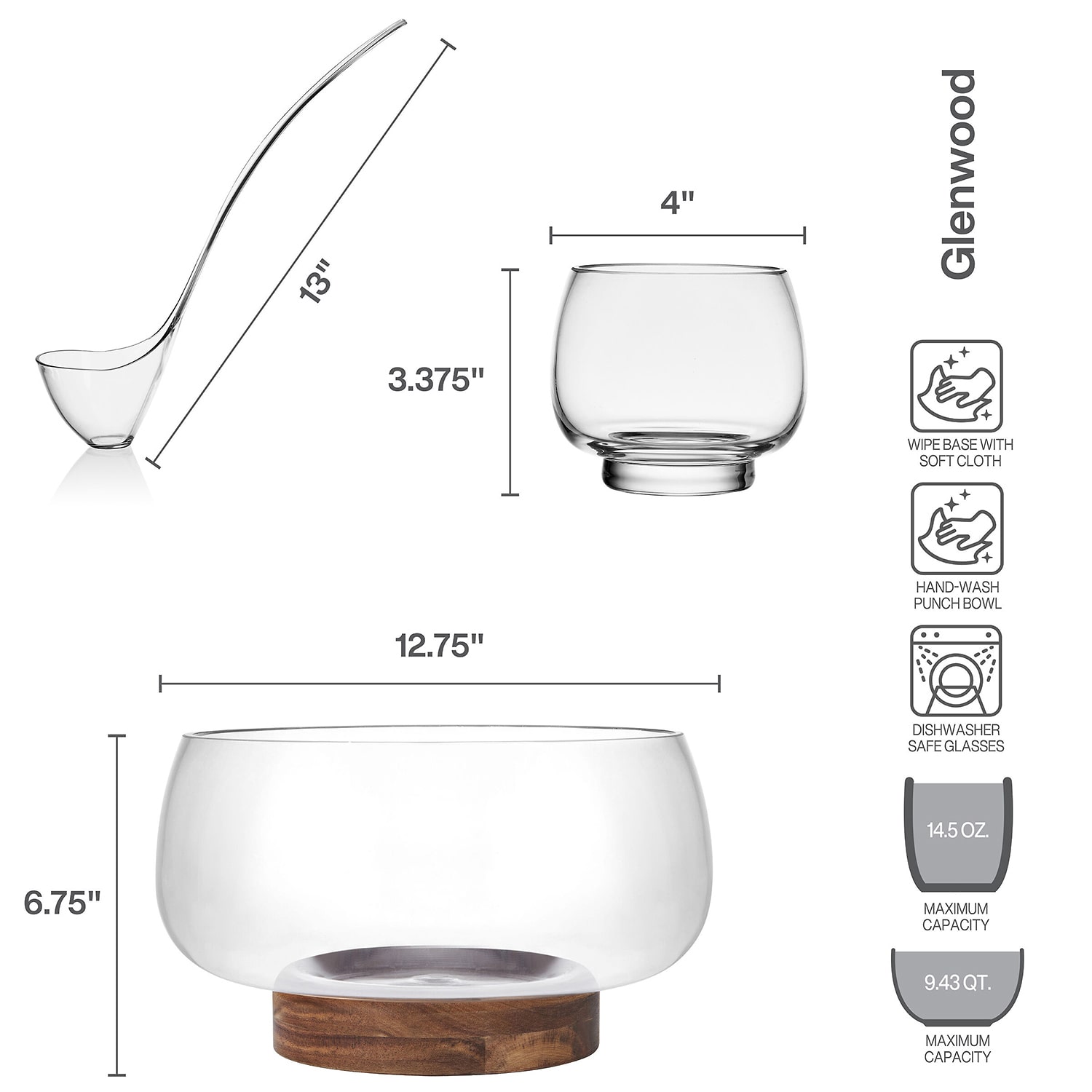 Mikasa Glenwood, Clear 8-pc. Glass Punch Bowl