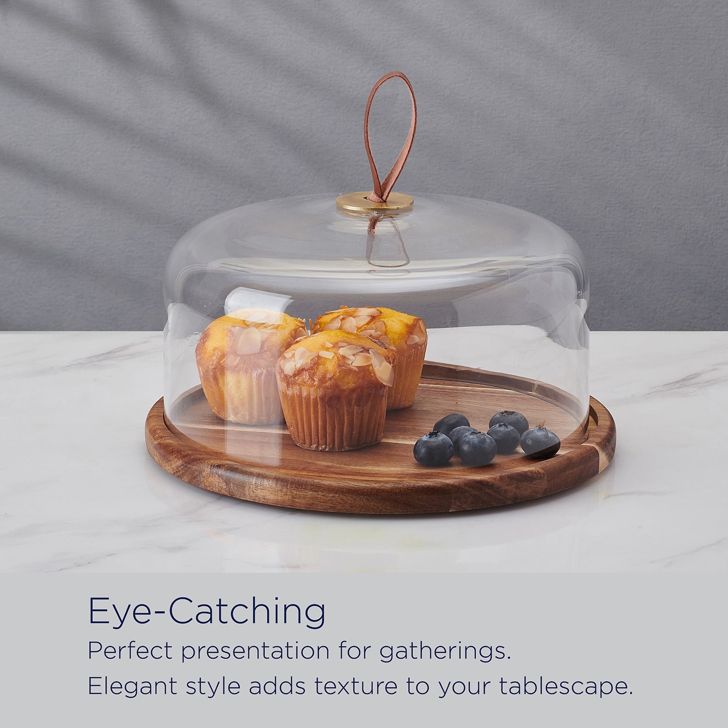 Lifetime Brand Glenwood, Clear Glass Wood Cake Stand