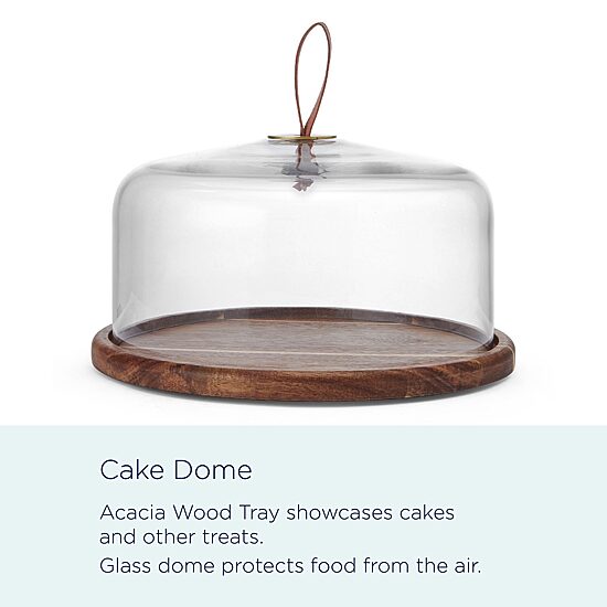 Lifetime Brand Glenwood, Clear Glass Wood Cake Stand