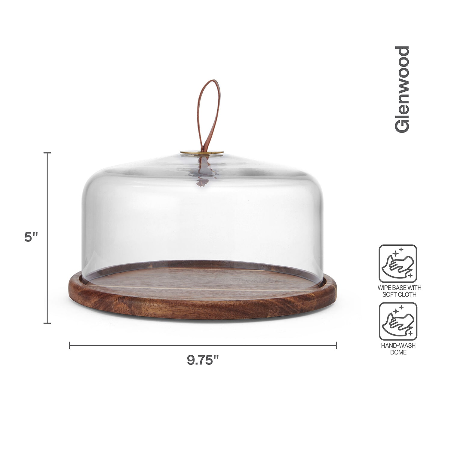 Lifetime Brand Glenwood, Clear Glass Wood Cake Stand