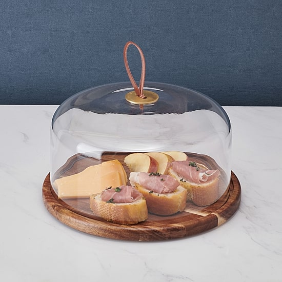 Lifetime Brand Glenwood, Clear Glass Wood Cake Stand