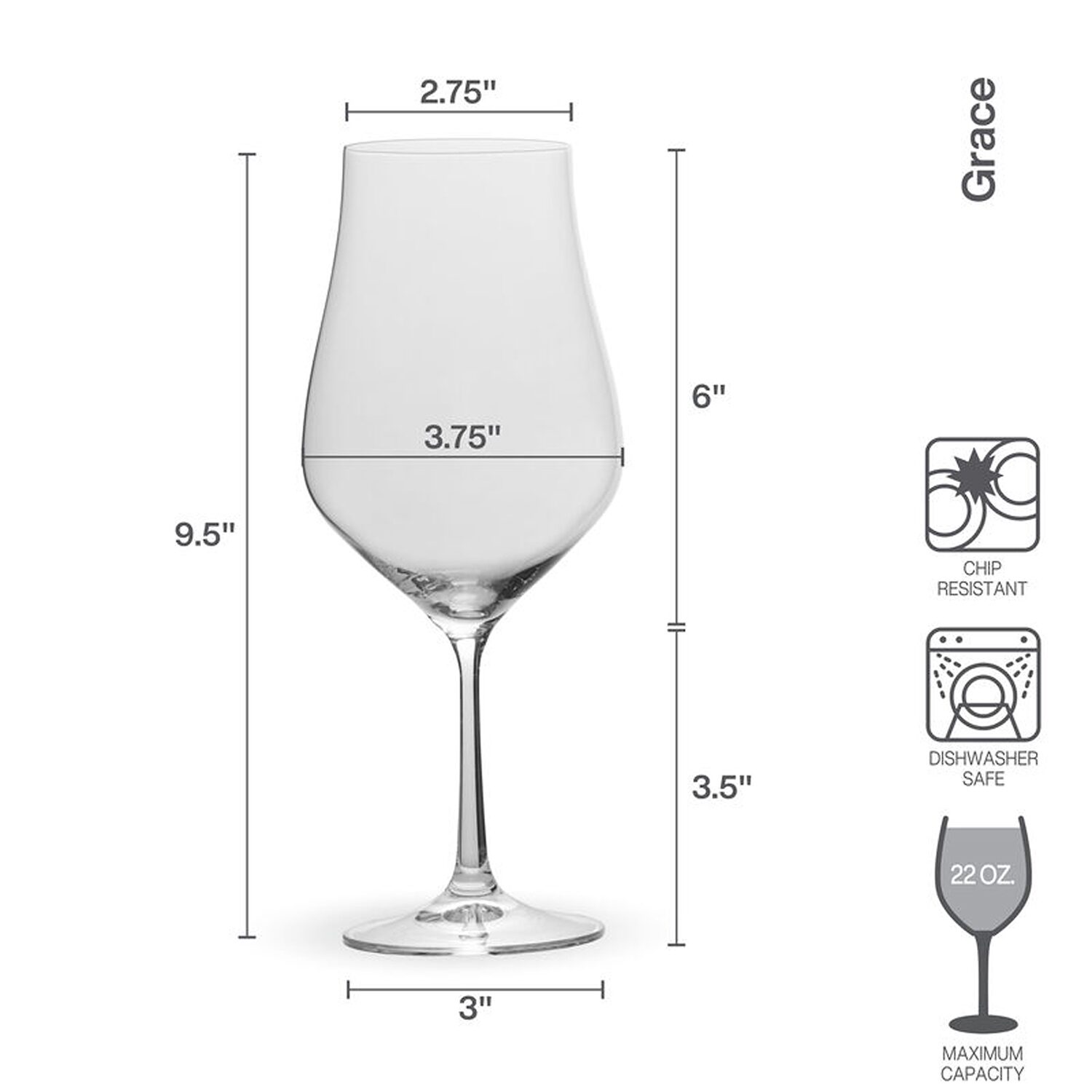 Mikasa Grace, Clear 4-pc. Stemless Wine Glass