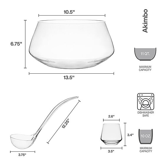 Lifetime Brand Akimbo, Clear 8-pc. Glass Punch Bowl