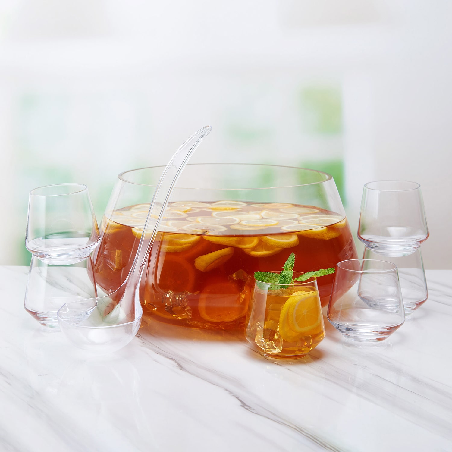 Lifetime Brand Akimbo, Clear 8-pc. Glass Punch Bowl