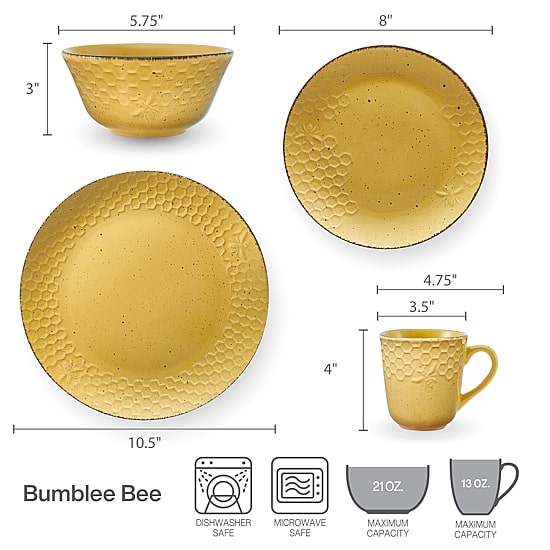 Pfaltzgraff Bumblebee, Yellow 16-pc. Stoneware Dinnerware Set