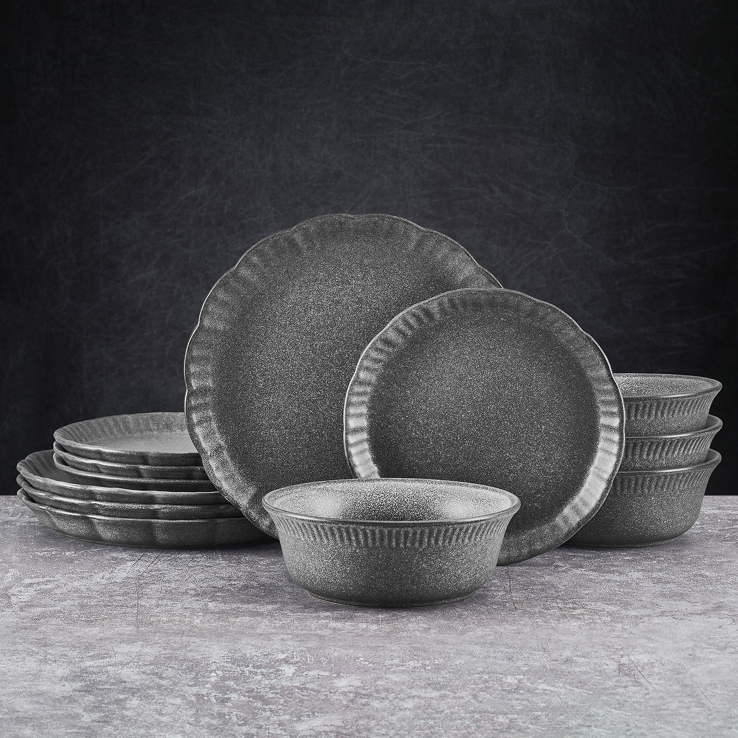 Pfaltzgraff Noah, Gray 12-pc. Stoneware Dinnerware Set