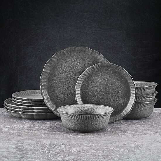 Pfaltzgraff Noah, Gray 12-pc. Stoneware Dinnerware Set