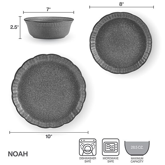 Pfaltzgraff Noah, Gray 12-pc. Stoneware Dinnerware Set