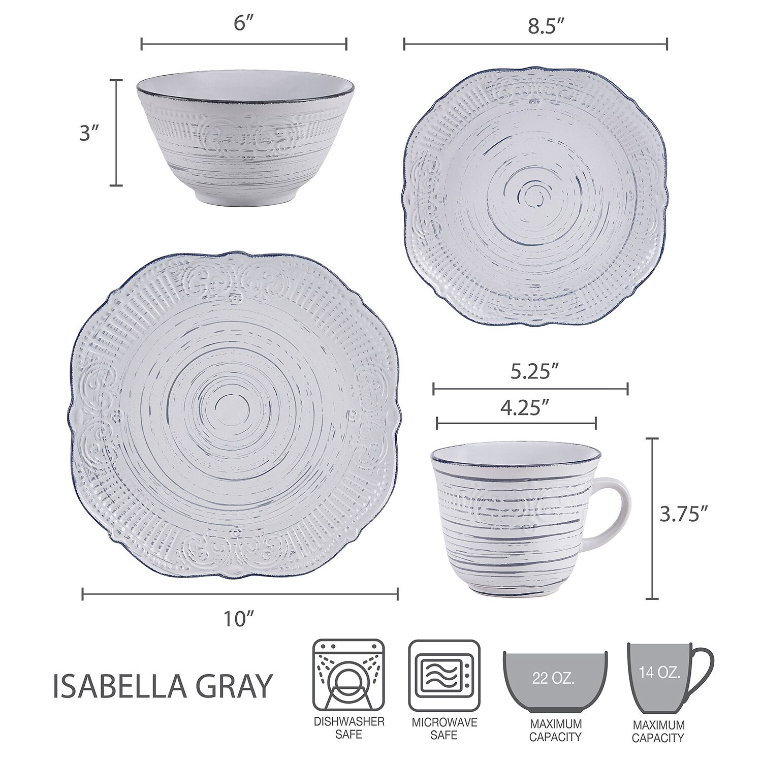 Pfaltzgraff Isabella, White 16-pc. Stoneware Dinnerware Set