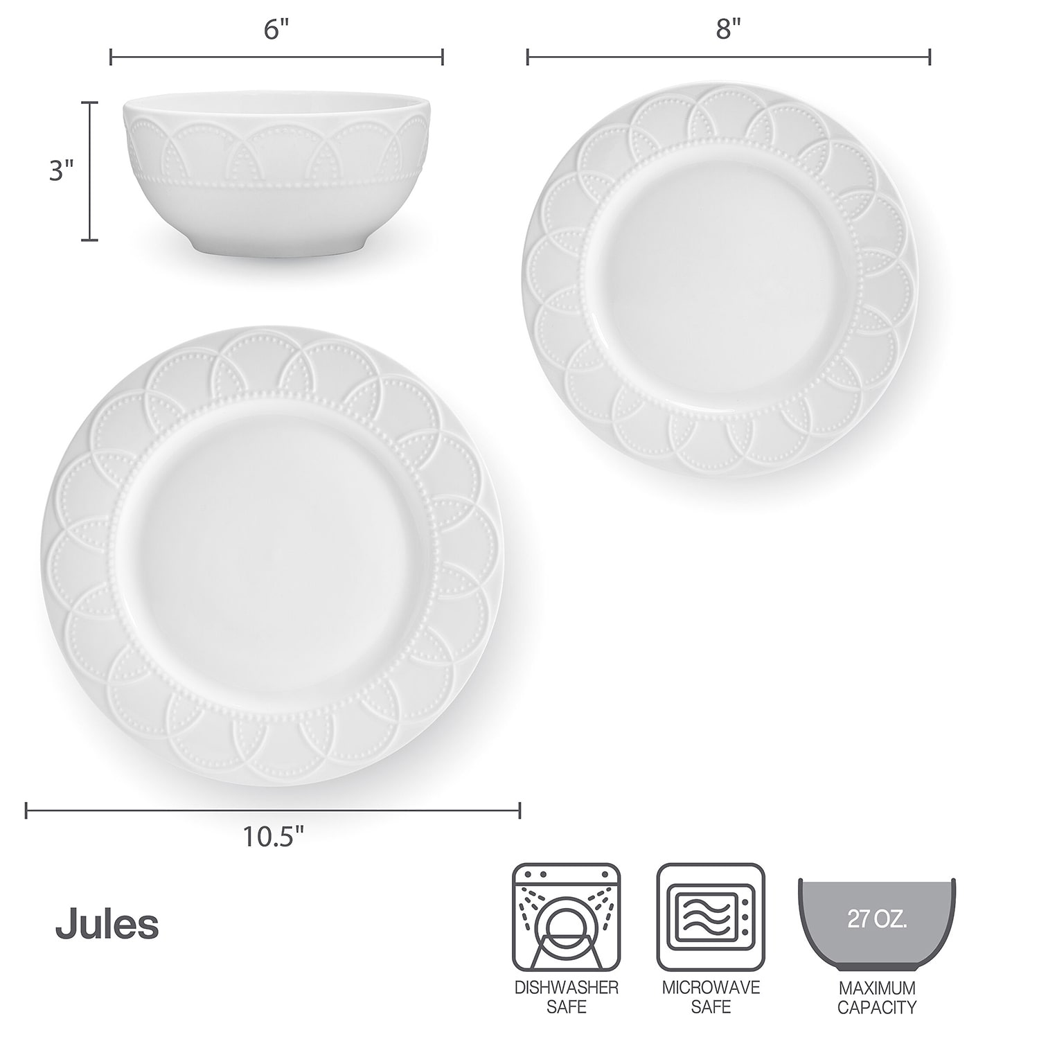 Pfaltzgraff Jules, White 12-pc. Porcelain Dinnerware Set