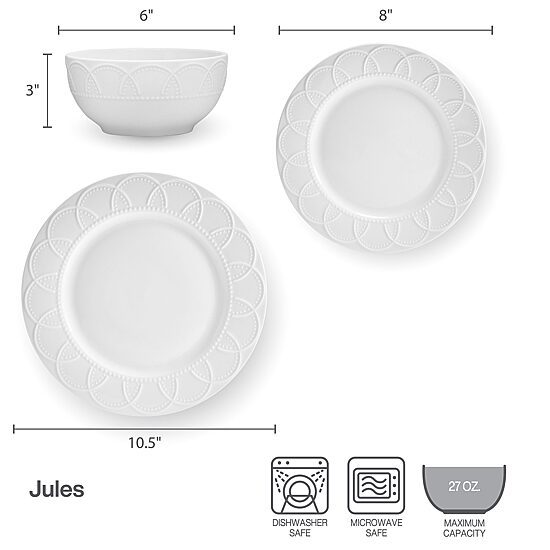 Pfaltzgraff Jules, White 12-pc. Porcelain Dinnerware Set