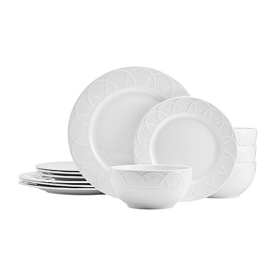Pfaltzgraff Jules, White 12-pc. Porcelain Dinnerware Set