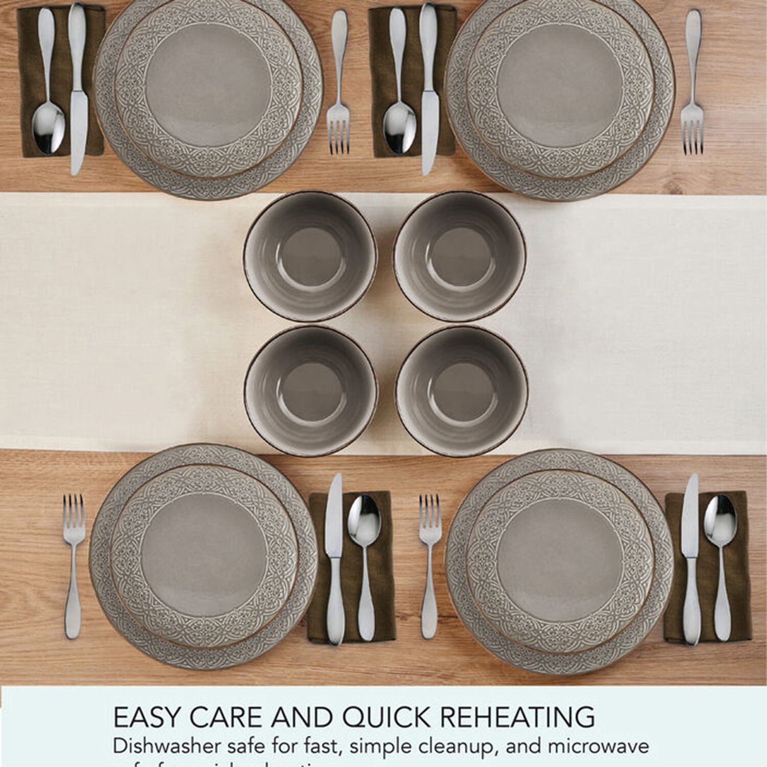 Pfaltzgraff Emma, Gray 12-pc. Stoneware Dinnerware Set
