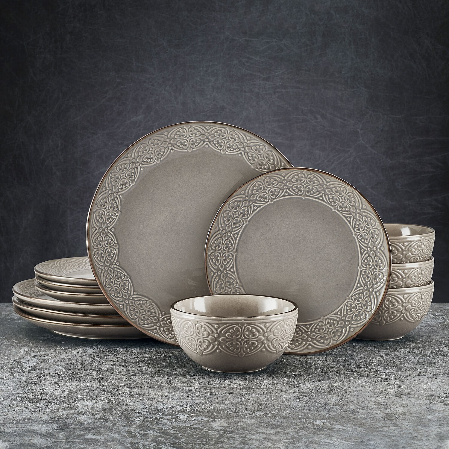 Pfaltzgraff Emma, Gray 12-pc. Stoneware Dinnerware Set
