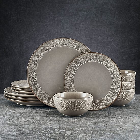 Pfaltzgraff Emma, Gray 12-pc. Stoneware Dinnerware Set