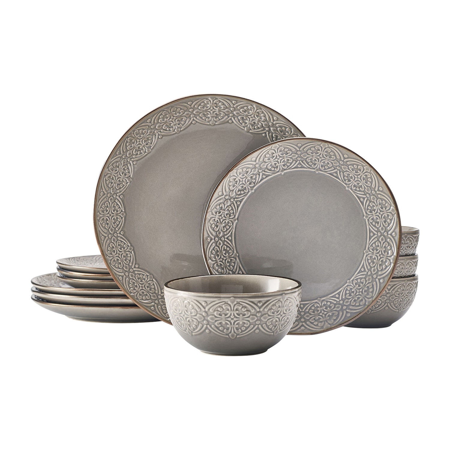 Pfaltzgraff Emma, Gray 12-pc. Stoneware Dinnerware Set
