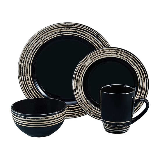 Pfaltzgraff Bryson, Black 16-pc. Stoneware Dinnerware Set