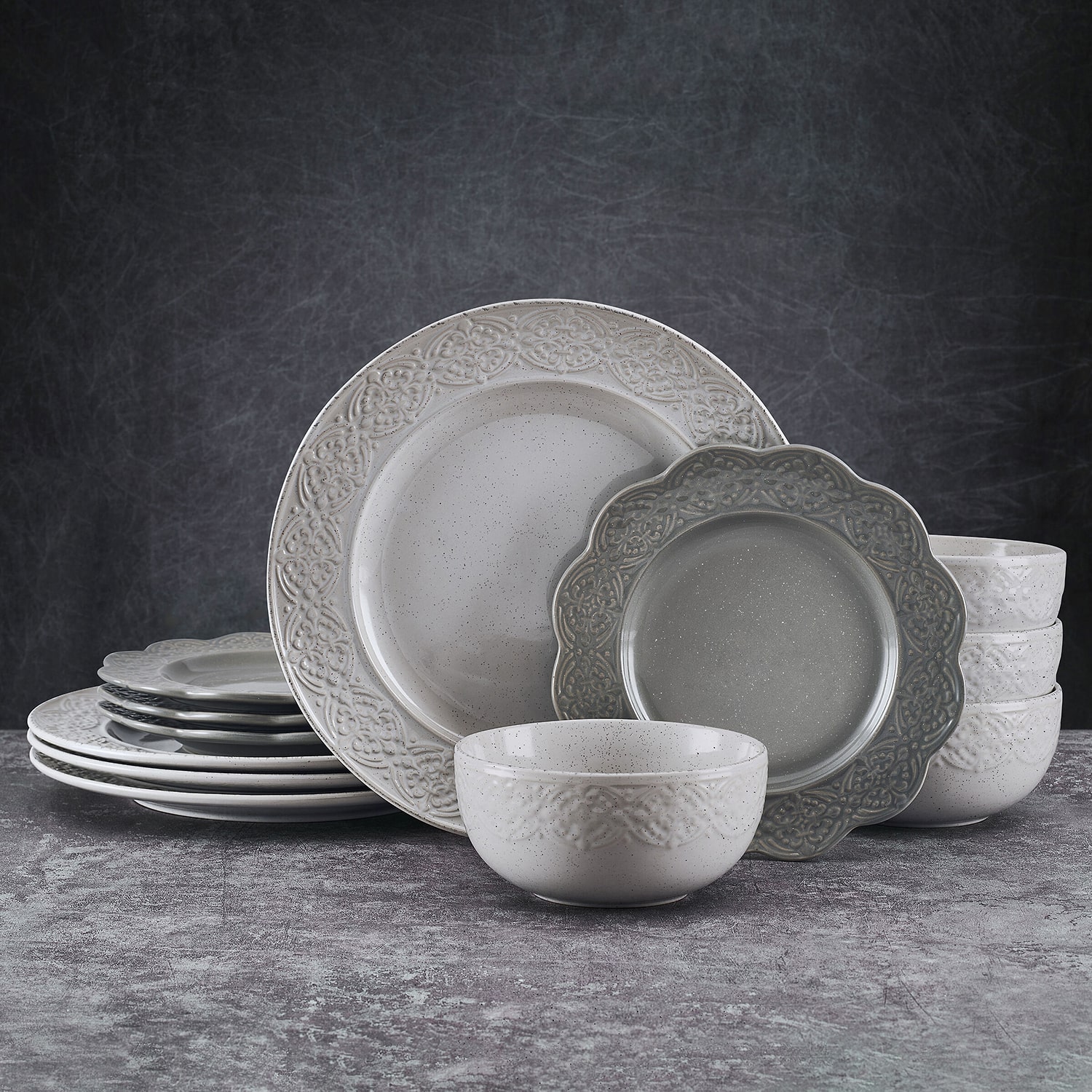 Pfaltzgraff Gia, Gray 12-pc. Stoneware Dinnerware Set