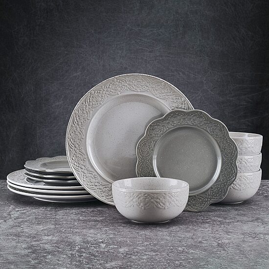 Pfaltzgraff Gia, Gray 12-pc. Stoneware Dinnerware Set