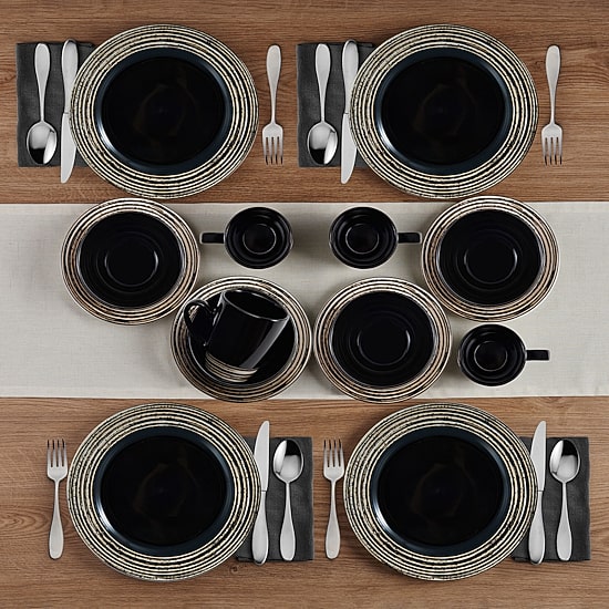 Pfaltzgraff Bryson, Black 16-pc. Stoneware Dinnerware Set