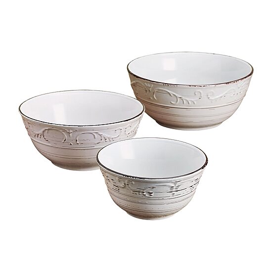 Pfaltzgraff Trellis, White 3-pc. Stoneware Serving Bowl