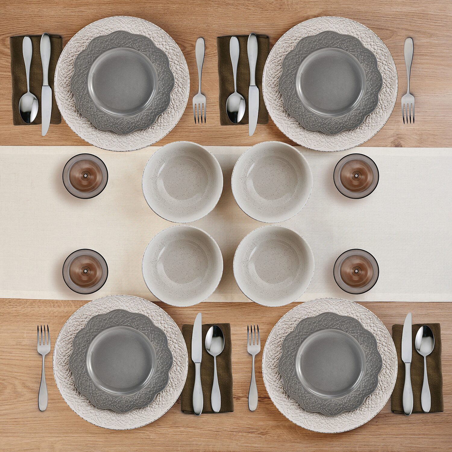Pfaltzgraff Gia, Gray 12-pc. Stoneware Dinnerware Set