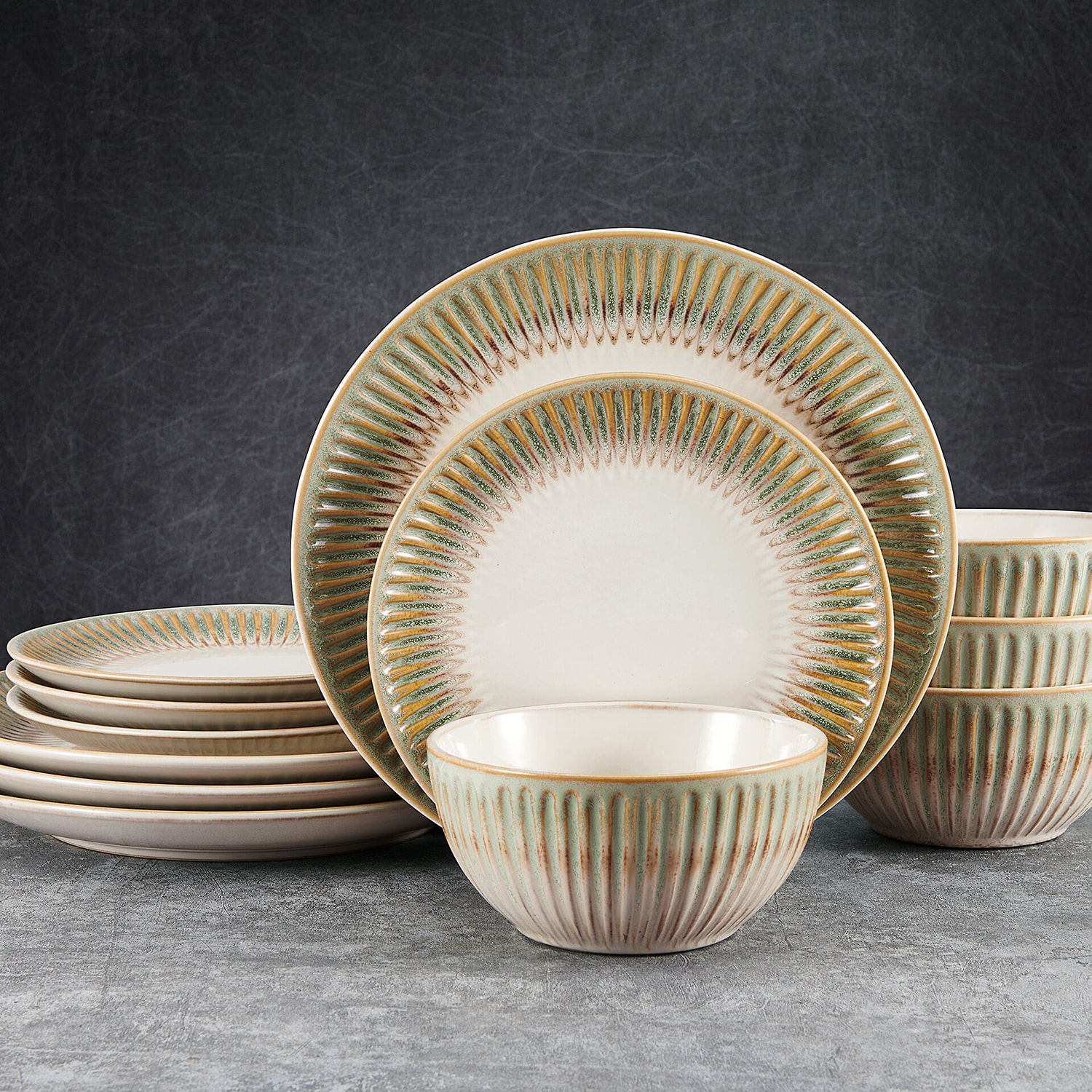 Pfaltzgraff Hensly, Green 12-pc. Stoneware Dinnerware Set