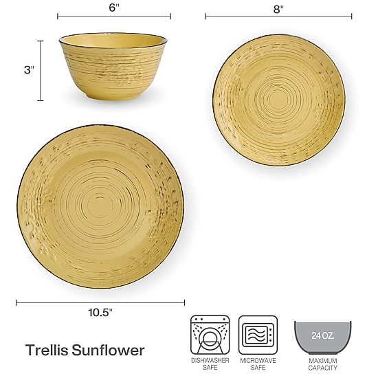 Pfaltzgraff Trellis, Yellow 12-pc. Stoneware Dinnerware Set
