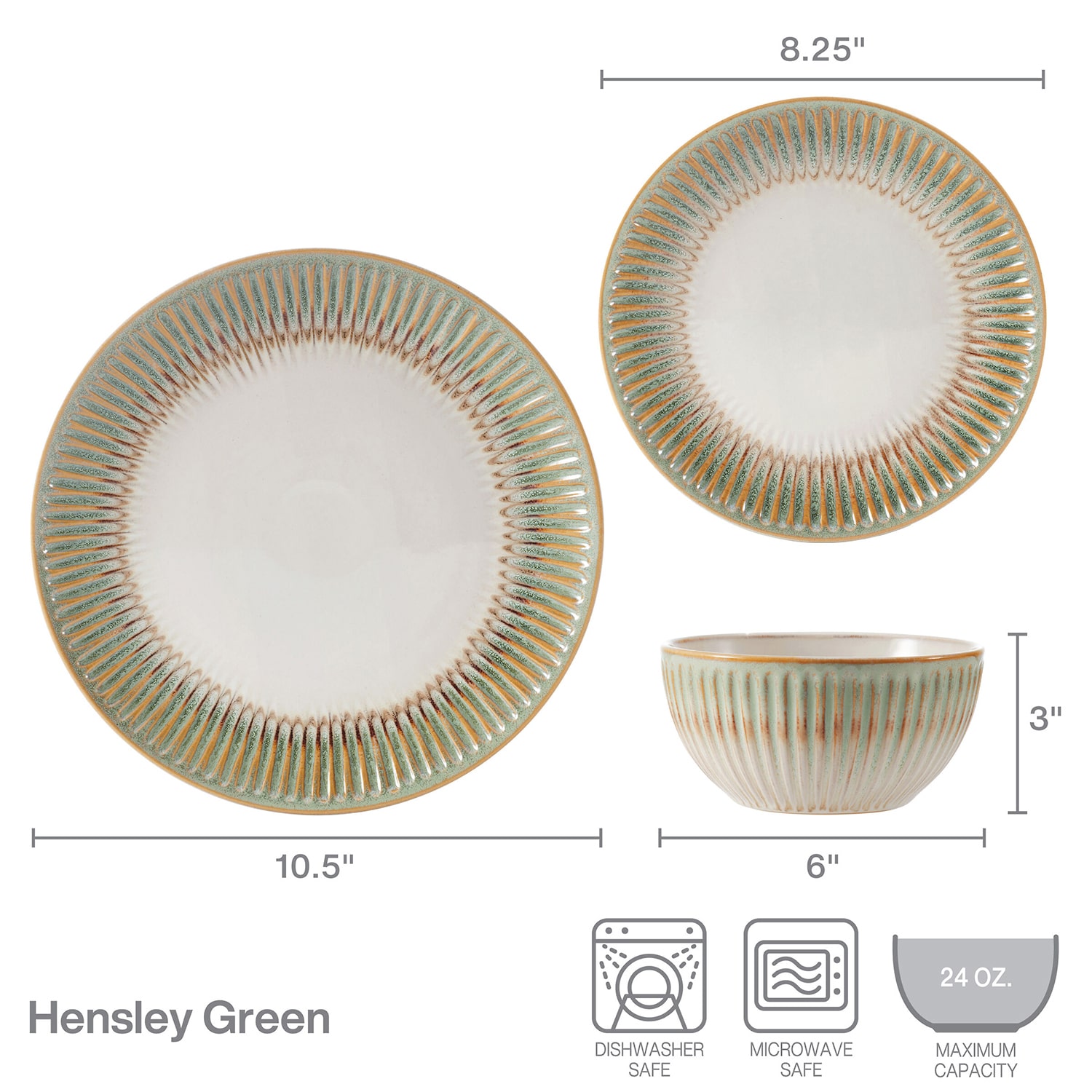 Pfaltzgraff Hensly, Green 12-pc. Stoneware Dinnerware Set