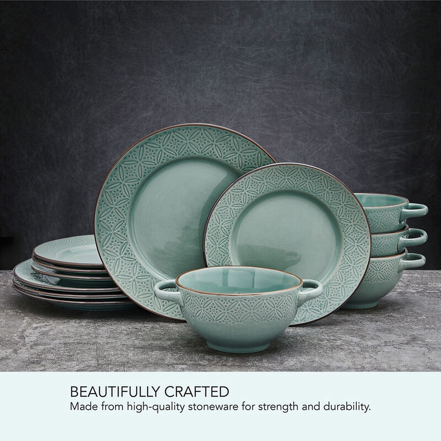 Pfaltzgraff Kori,Sage 12-pc. Stoneware Dinnerware Set
