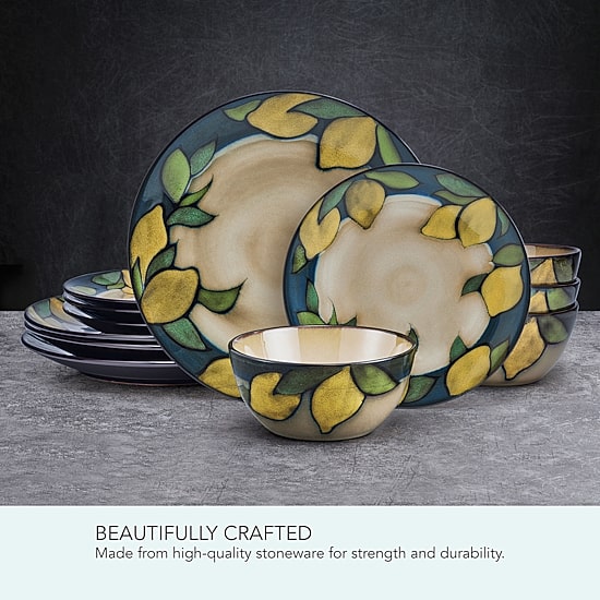 Pfaltzgraff Painted Lemons, Beige/Multi 12-pc. Stoneware Dinnerware Set