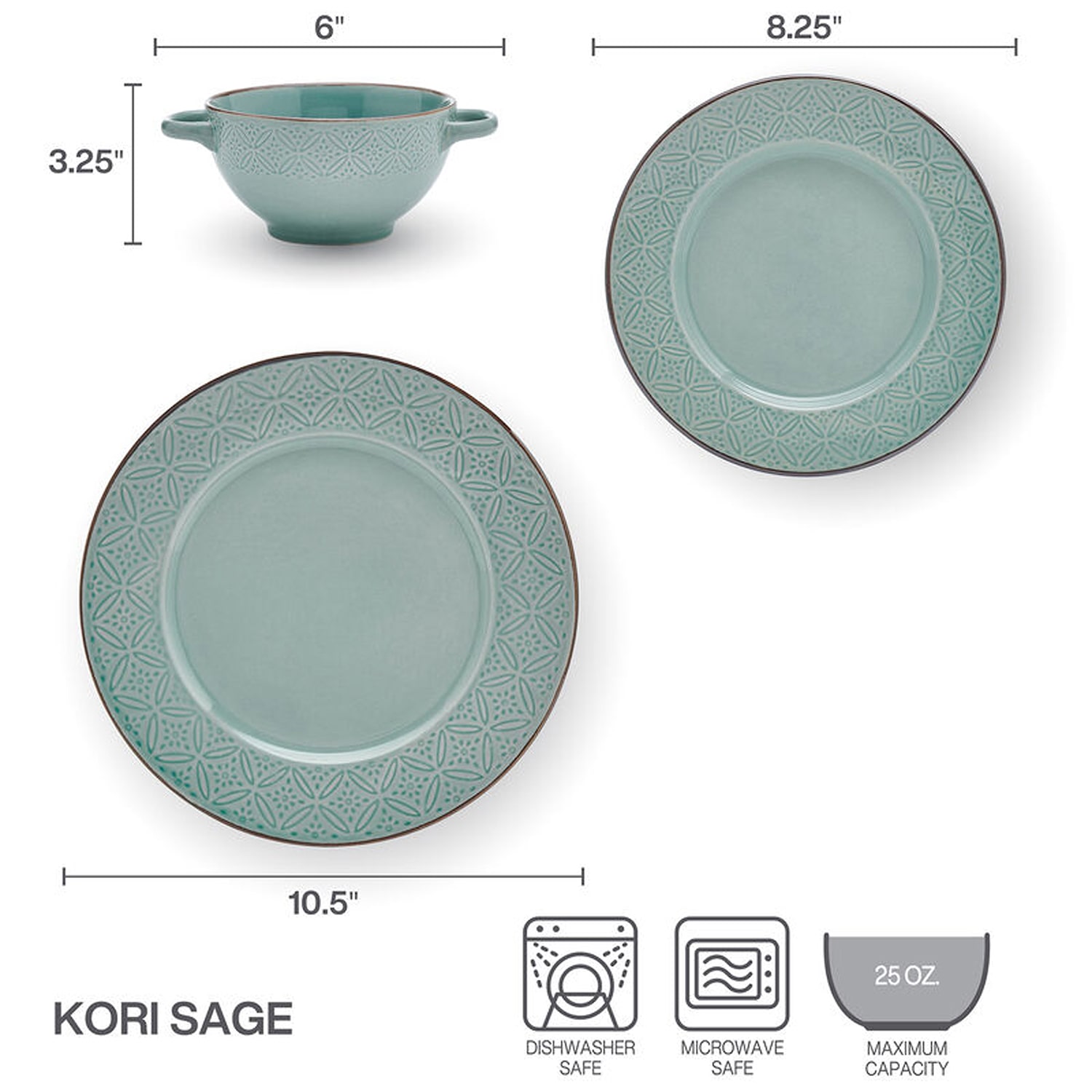 Pfaltzgraff Kori,Sage 12-pc. Stoneware Dinnerware Set