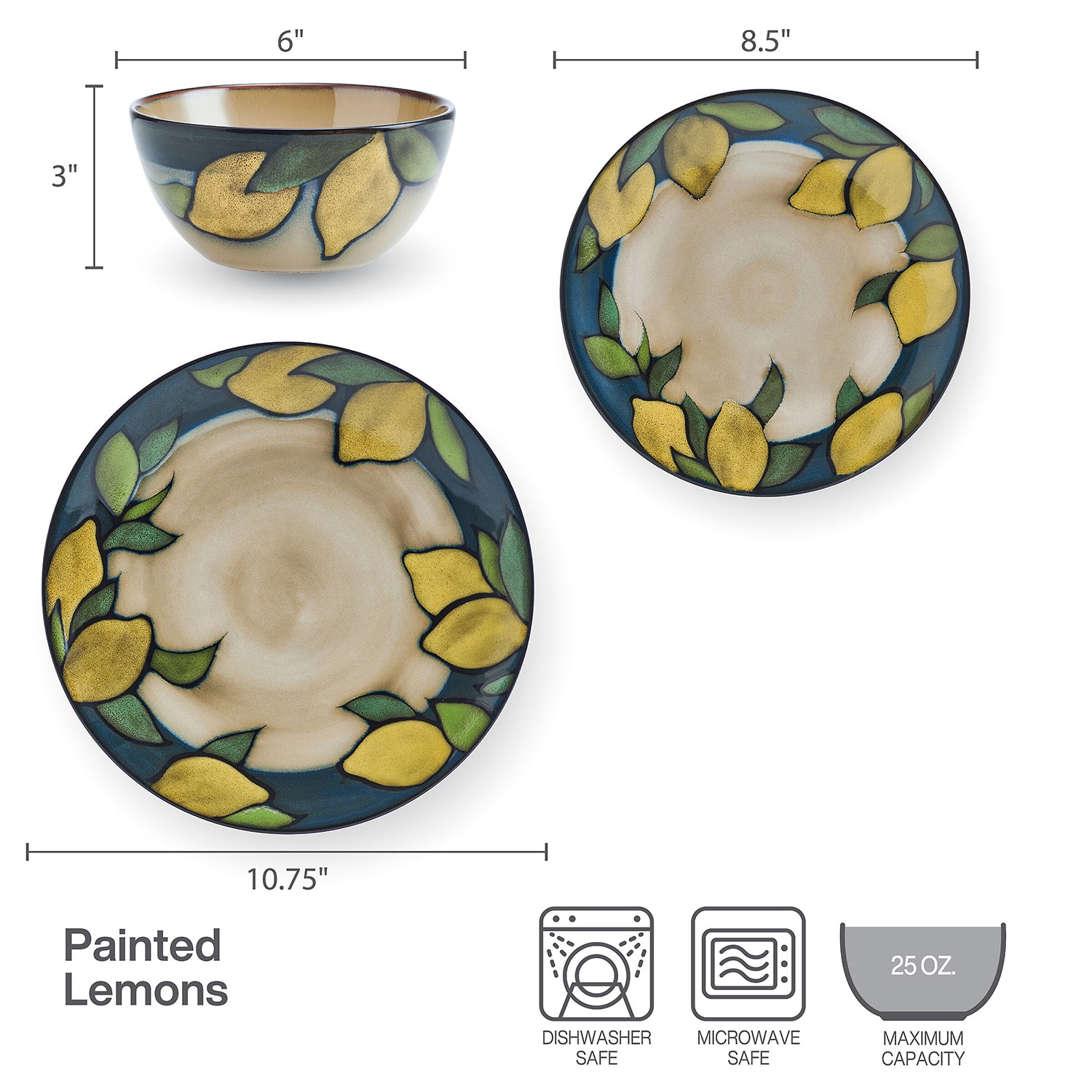 Pfaltzgraff Painted Lemons, Beige/Multi 12-pc. Stoneware Dinnerware Set