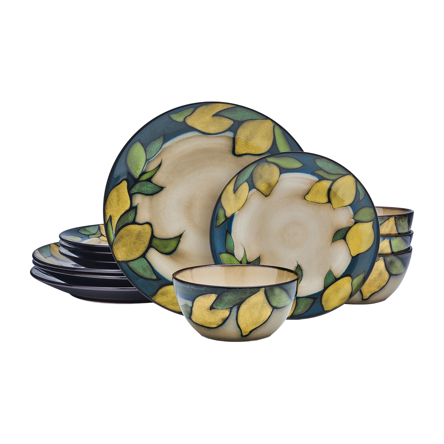 Pfaltzgraff Painted Lemons, Beige/Multi 12-pc. Stoneware Dinnerware Set