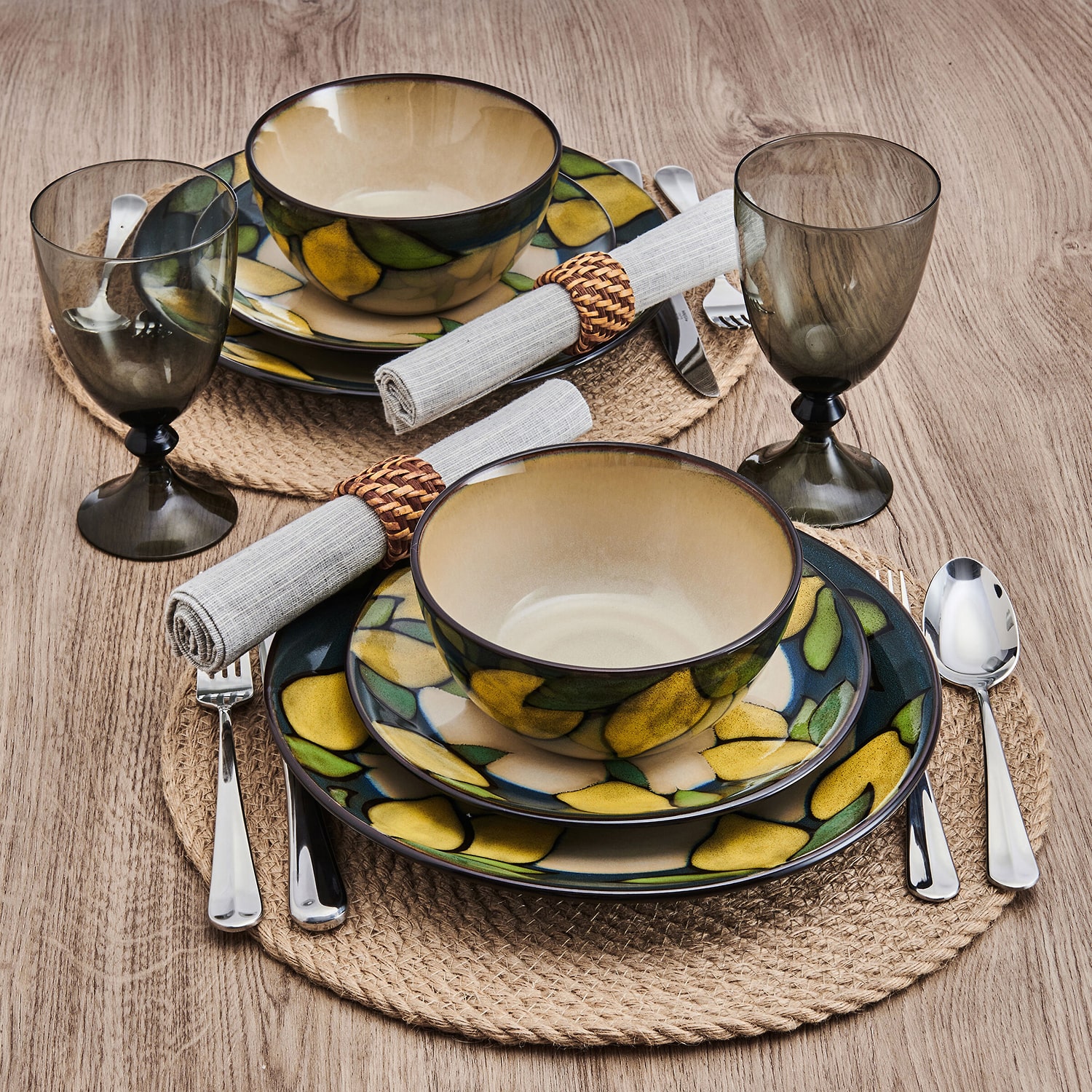 Pfaltzgraff Painted Lemons, Beige/Multi 12-pc. Stoneware Dinnerware Set