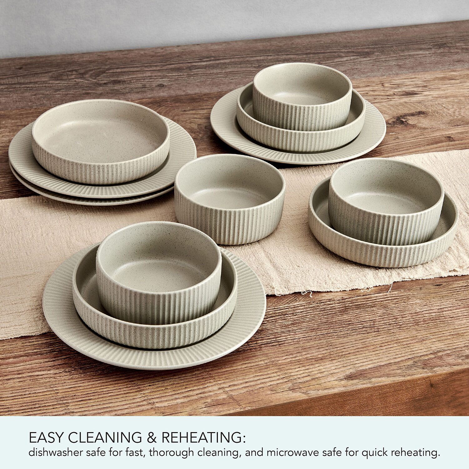 Pfaltzgraff Tranquility, Cream 12-pc. Stoneware Dinnerware Set