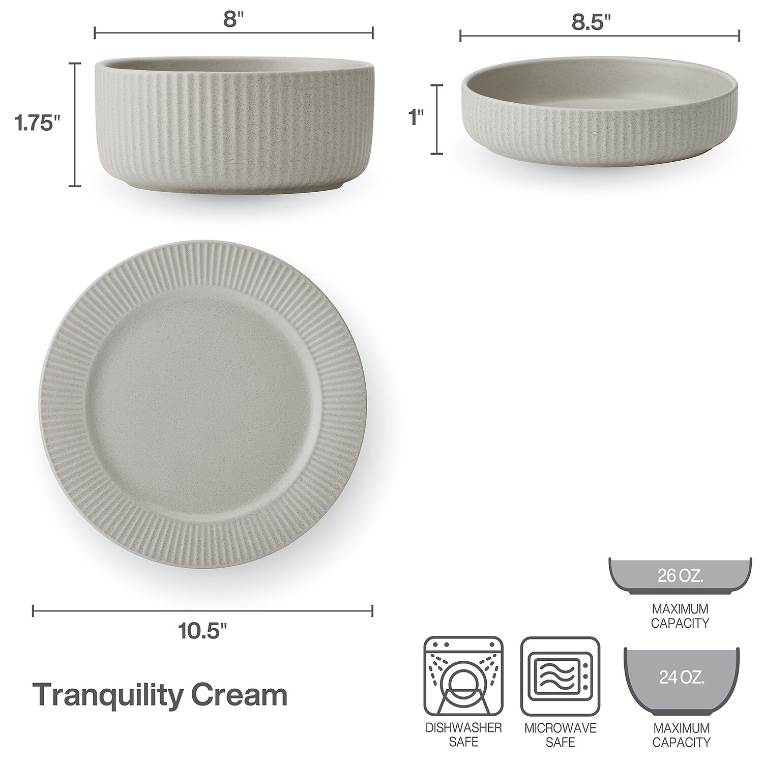 Pfaltzgraff Tranquility, Cream 12-pc. Stoneware Dinnerware Set