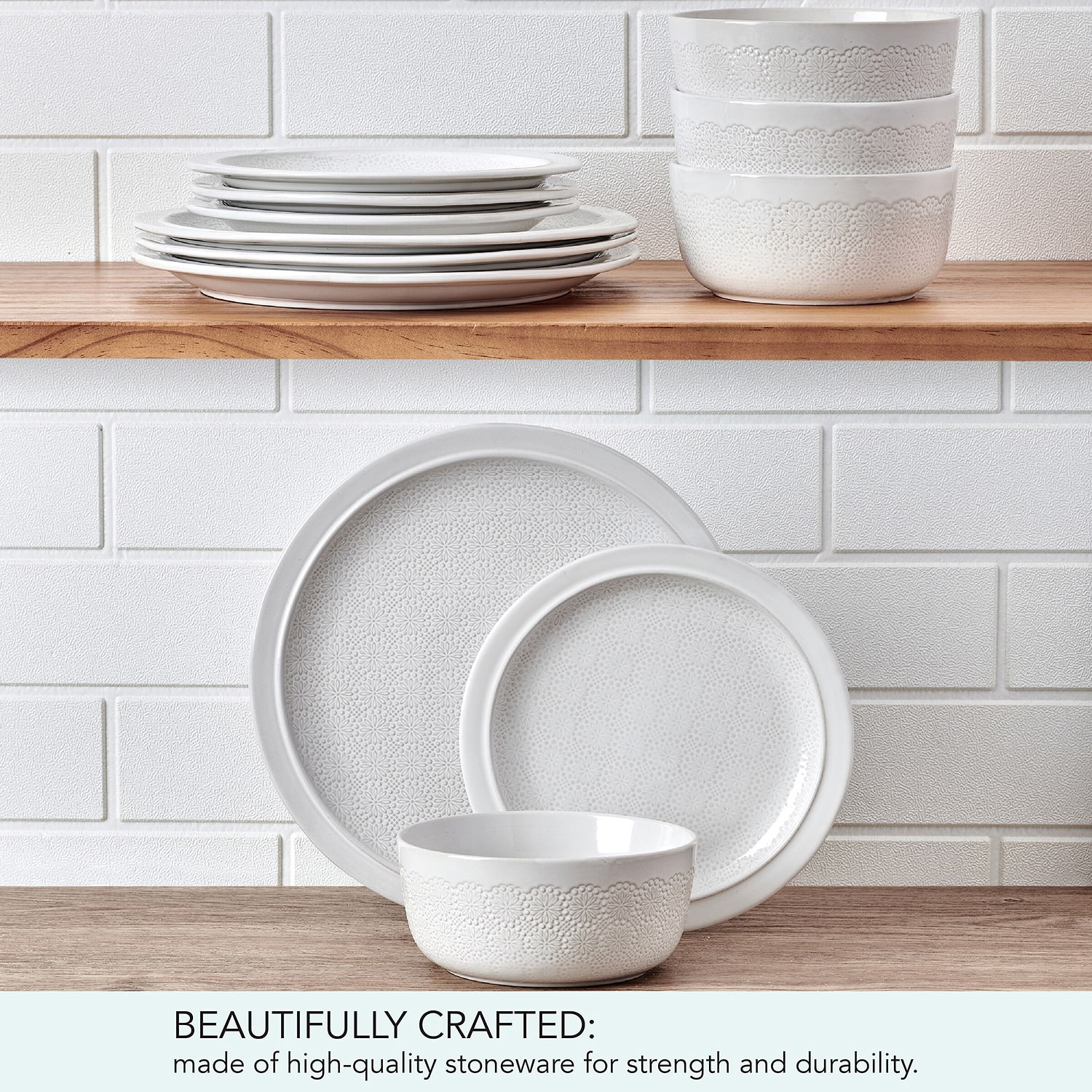Pfaltzgraff Blooming Meadow, Light Beige 12-pc. Stoneware Dinnerware Set