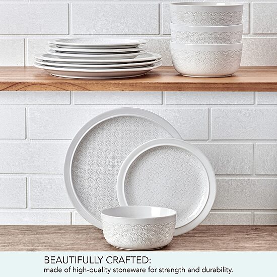 Pfaltzgraff Blooming Meadow, Light Beige 12-pc. Stoneware Dinnerware Set