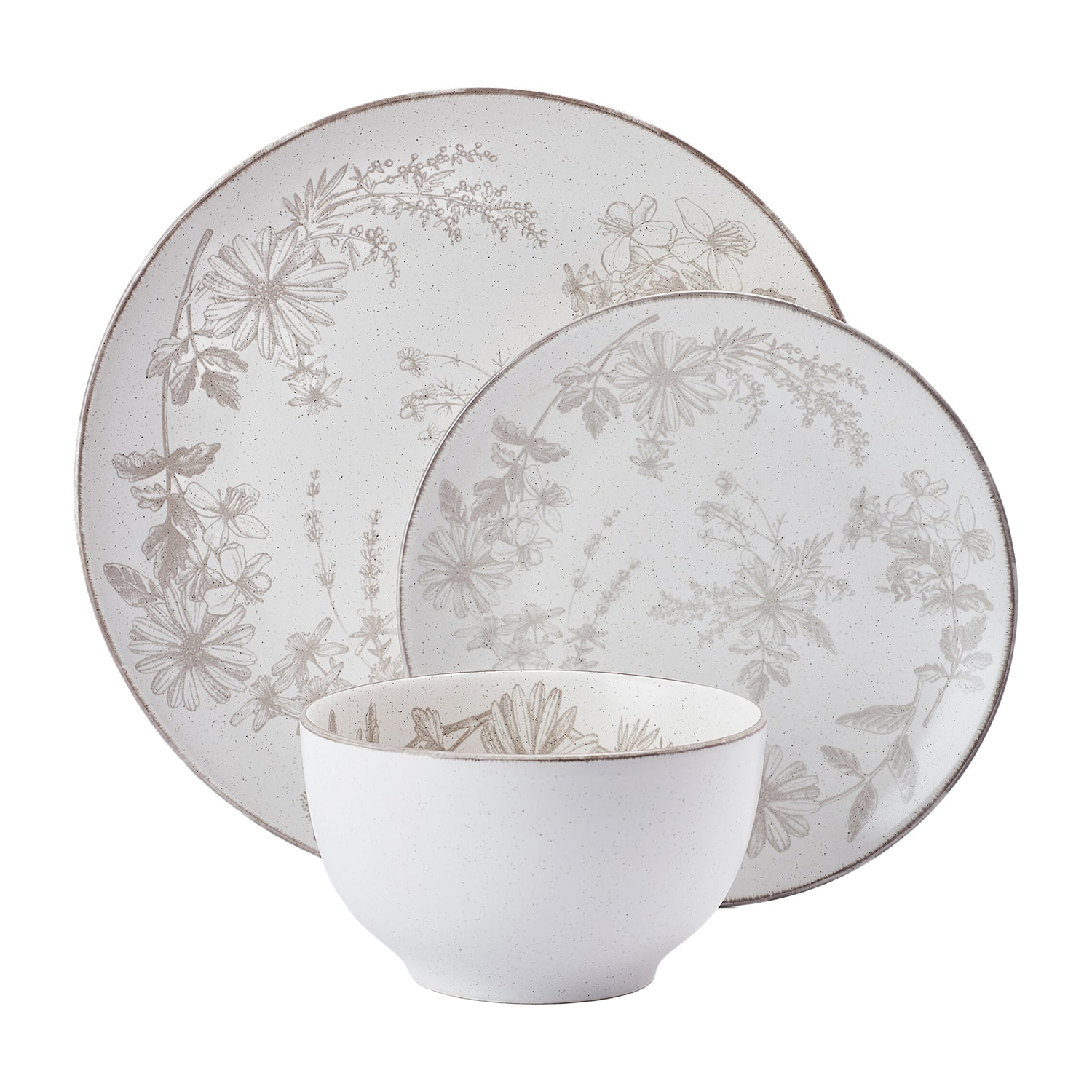 Pfaltzgraff Enchanted Bloom, Gray 12-pc. Stoneware Dinnerware Set